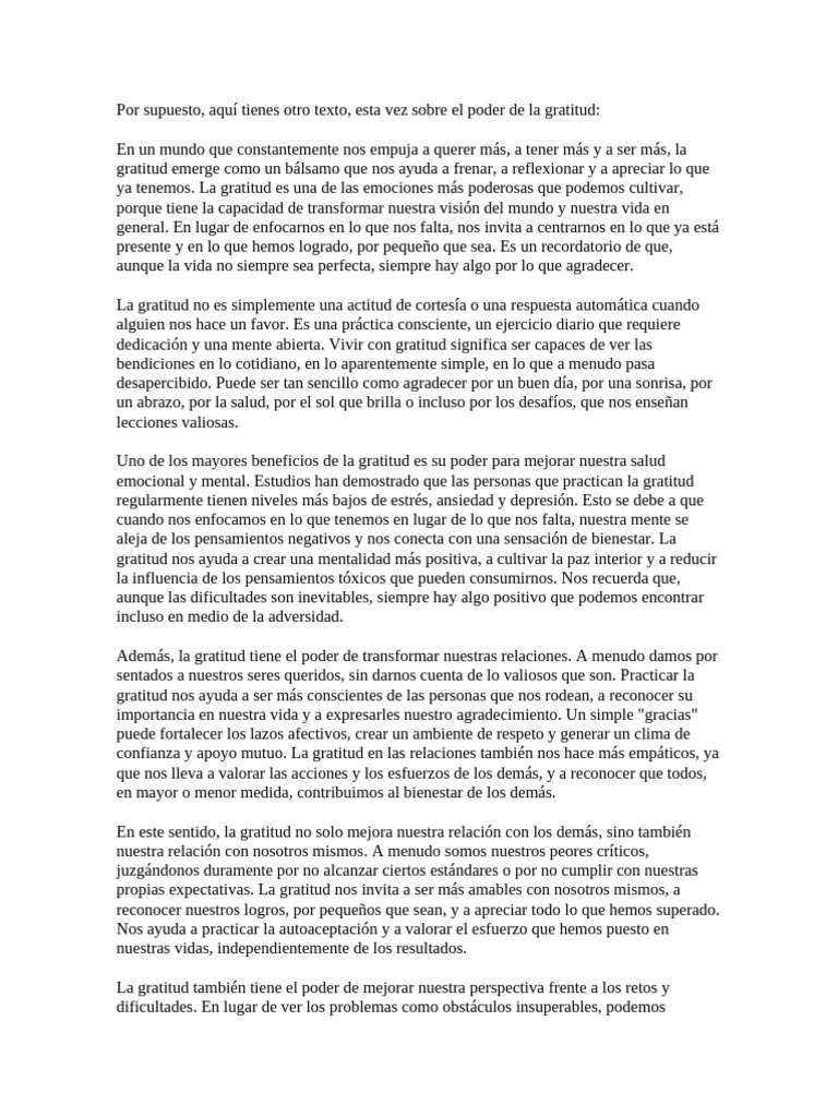 El Poder Transformador de la Gratitud | PDF | Gratitud | Mente