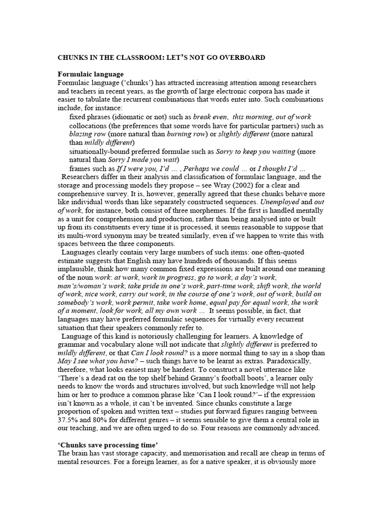 Rethinking Chunks in Language Learning | PDF | Learning | Language ...