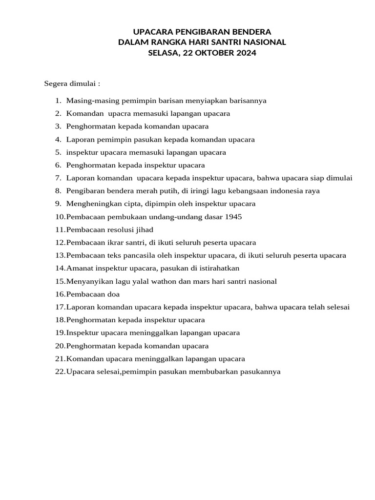 UPACARA PENGIBARAN BENDERA | PDF