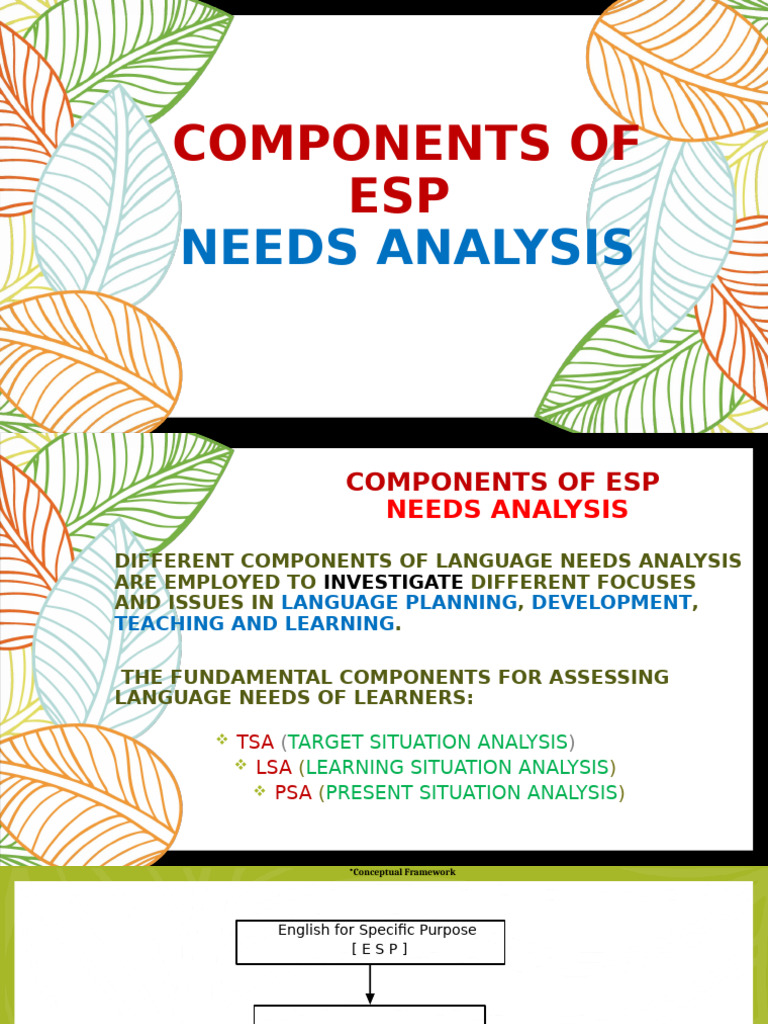 ESP Needs Analysis Components Explained | PDF | Learning | Pedagogy