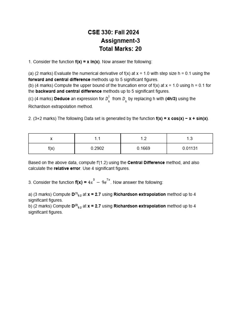Numerical Derivatives and Errors in Calculus | PDF