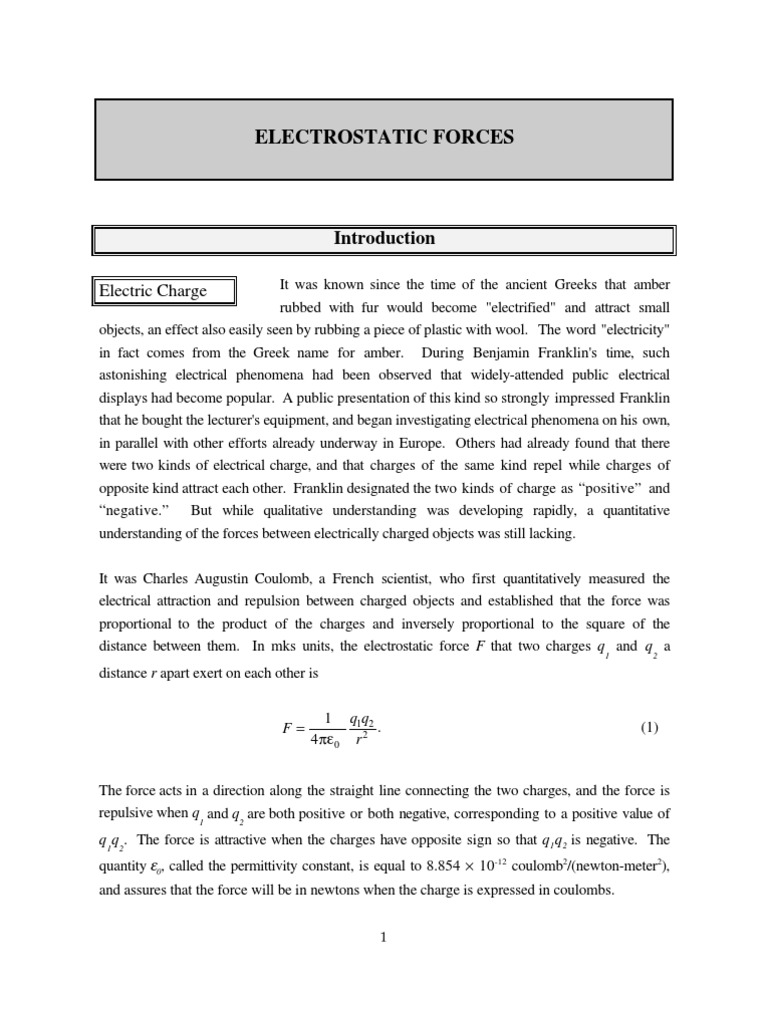 Electrostatic Forces: Electric Charge | PDF