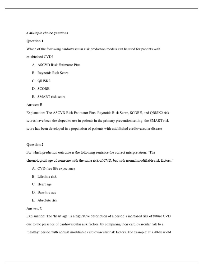 Cardiovascular Risk Prediction Models | PDF | Cardiovascular Diseases ...