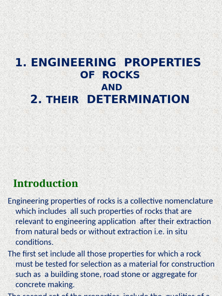 Engineering Properties of Rocks | PDF | Strength Of Materials ...