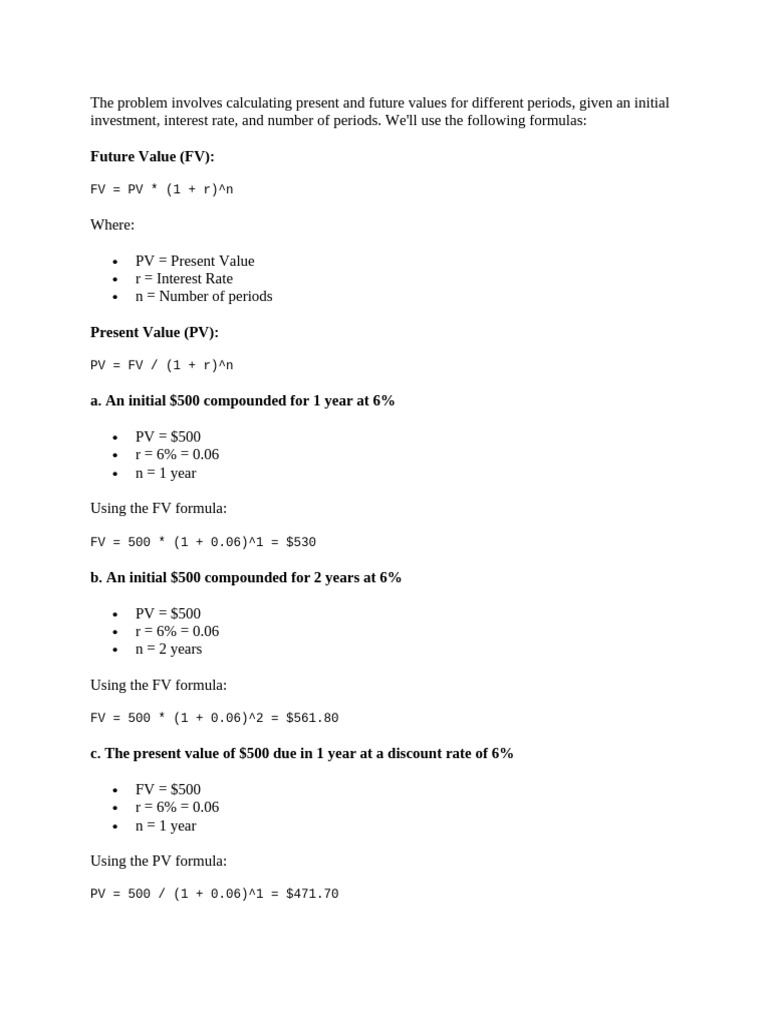 Present Value and Future Value Formulas | PDF | Present Value | Interest