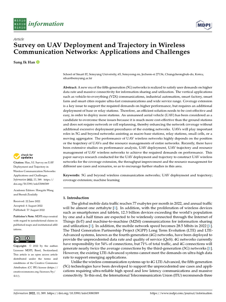 Survey On UAV Deployment and Trajectory in Wireless | PDF | Wireless Ad ...