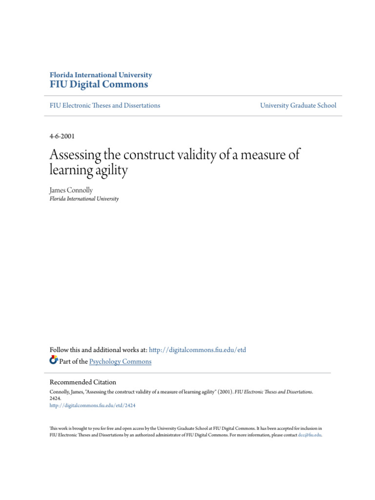2001 Assessing The Construct Validity of A Measure of Learning Agility ...