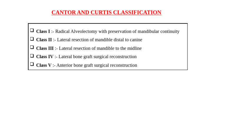 Cantor and Curtis Mandibulectomy Classes | PDF