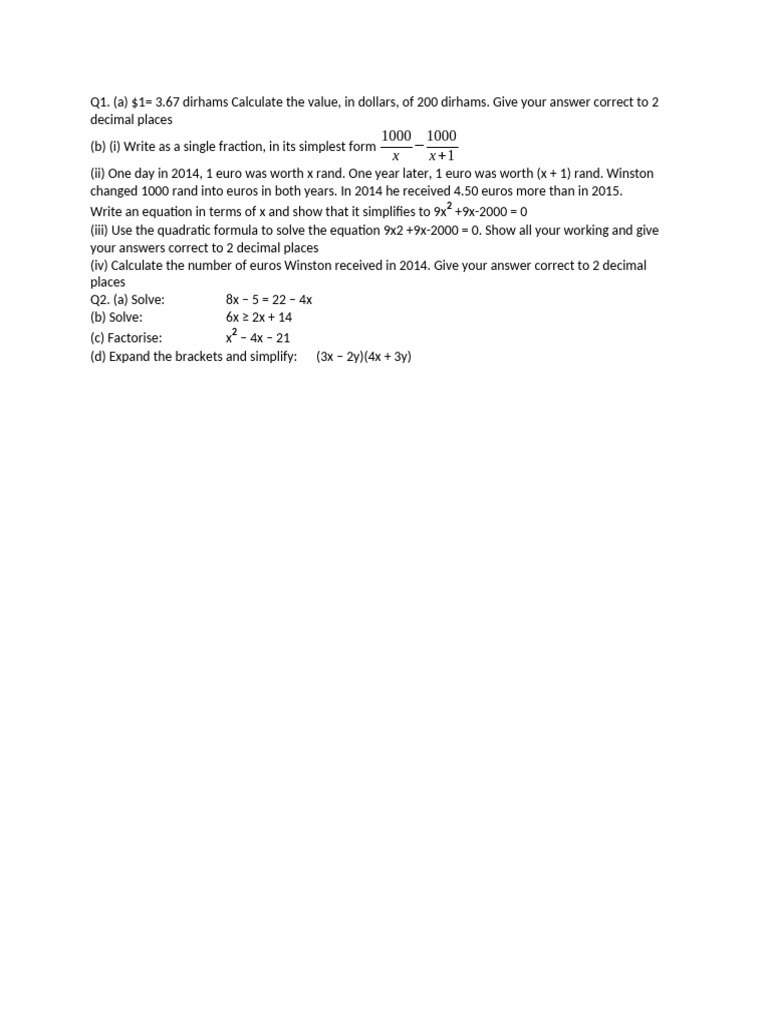 Worksheet 1 Chapter 2 | PDF