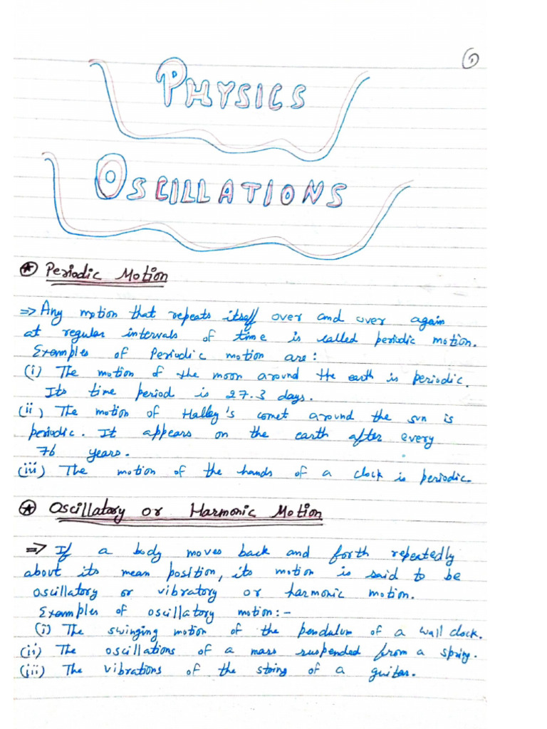 Oscillation Class 11 Physics Notes | PDF