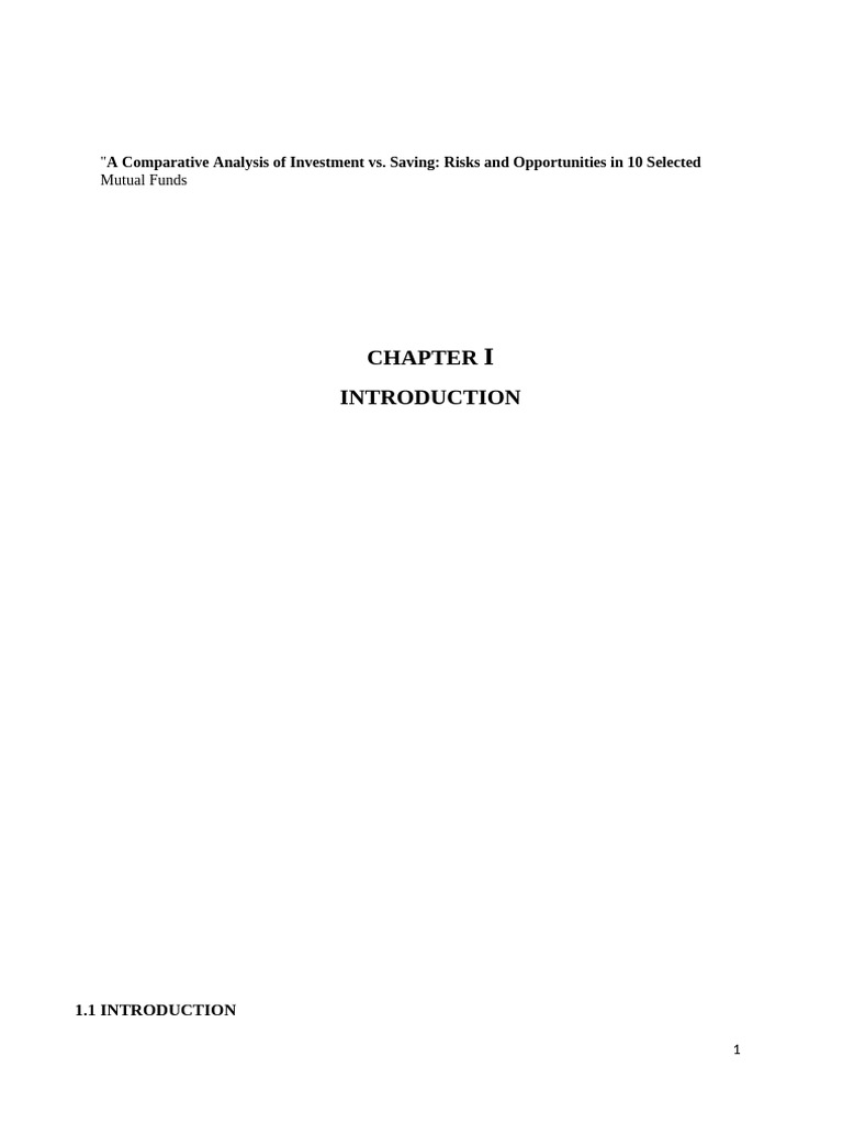 Comparative Analysis of Investment Vs Savings-Risk and Opportunities ...