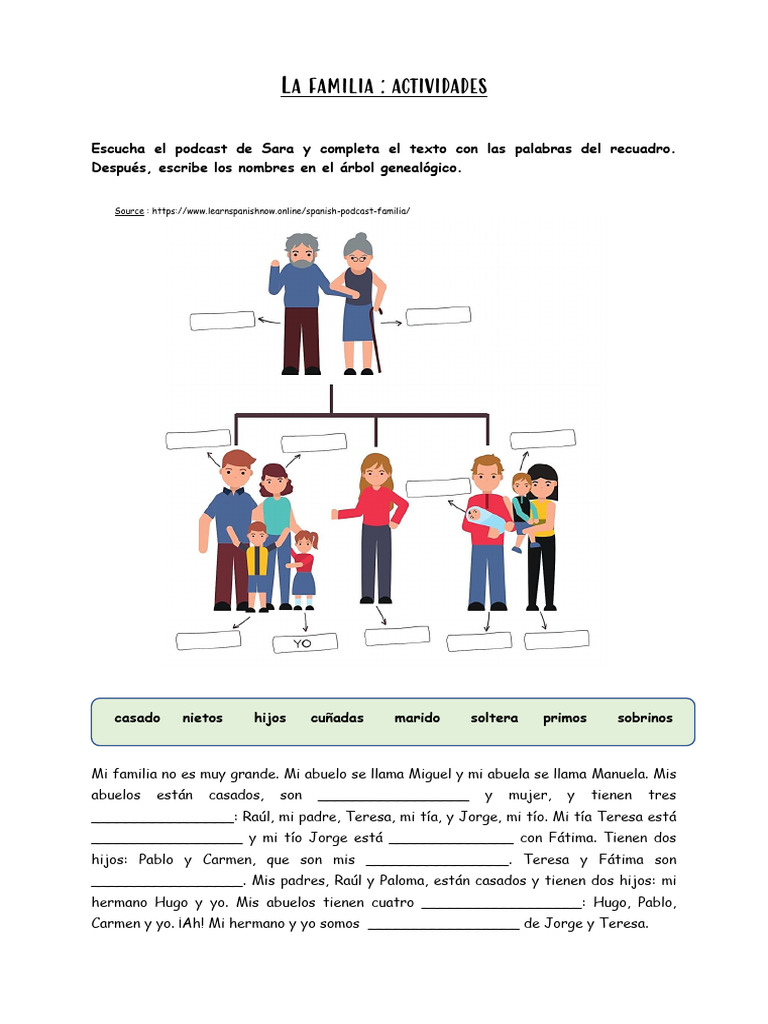 Actividades sobre la familia | PDF