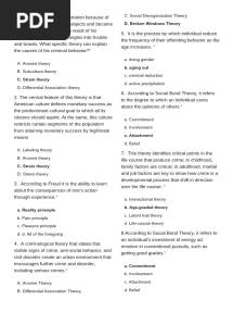 CRIM2 THEORIES OF CRIME CAUSATION QUIZ2