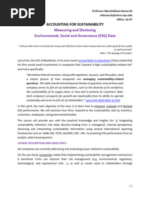 Accounting For Sustainability | PDF | Sustainability