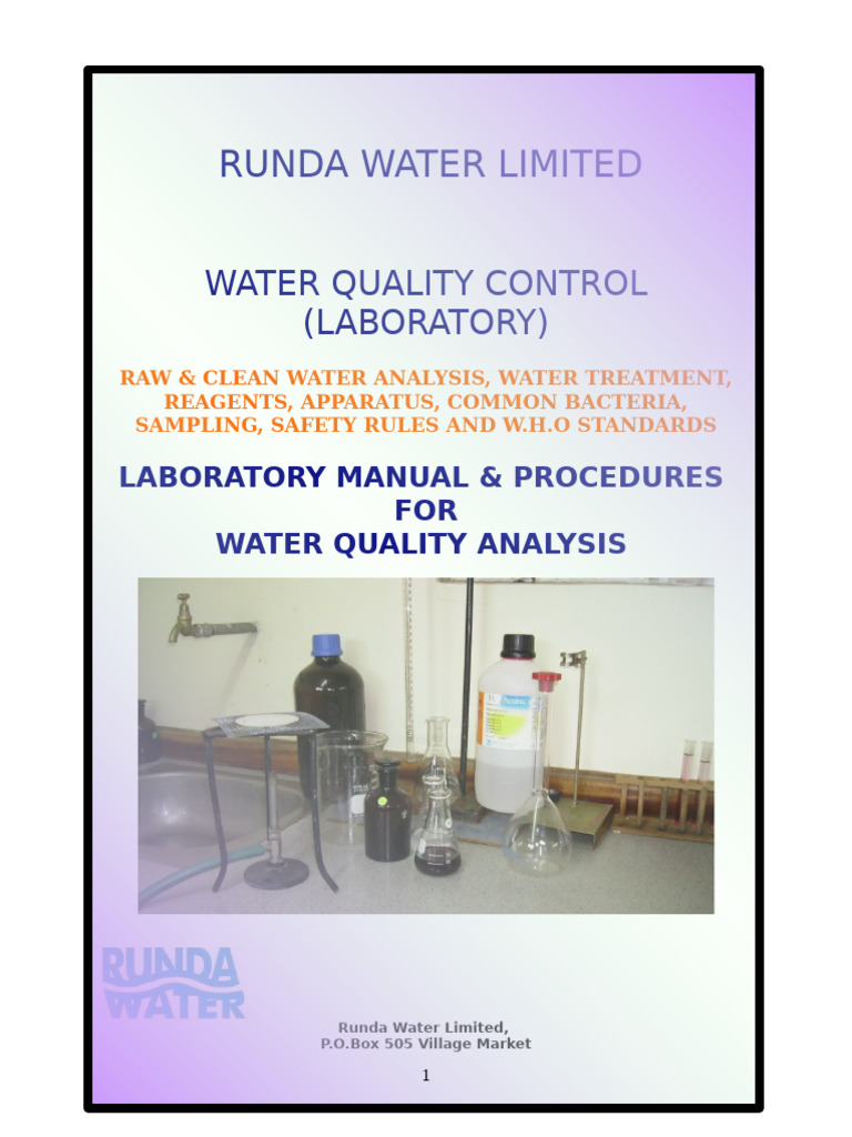 Water Quality Analysis Manual | PDF | Water Quality | Ph