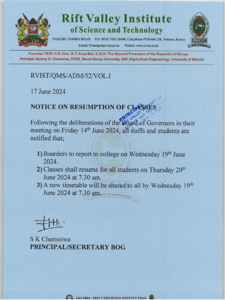 Notice On Resumption of Classes 1 | PDF