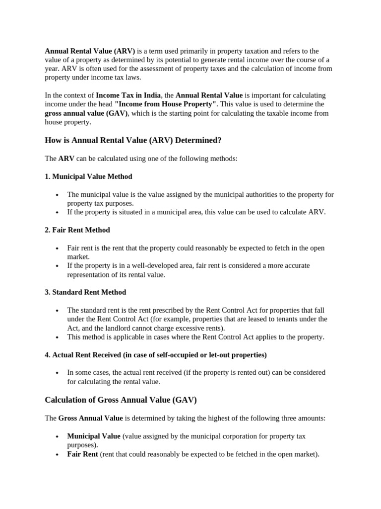 ANUAL RENTAL VALUE | PDF | Tax Deduction | Renting