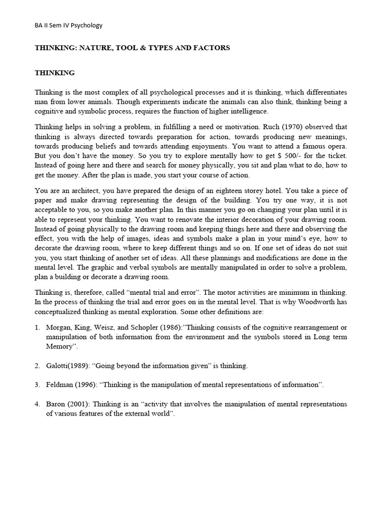 Understanding Thinking in Psychology | PDF | Concept | Thought
