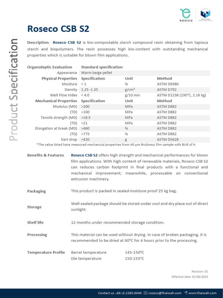 Roseco CSB S2 TDS - Rev01 | PDF | Materials | Secondary Sector Of The ...