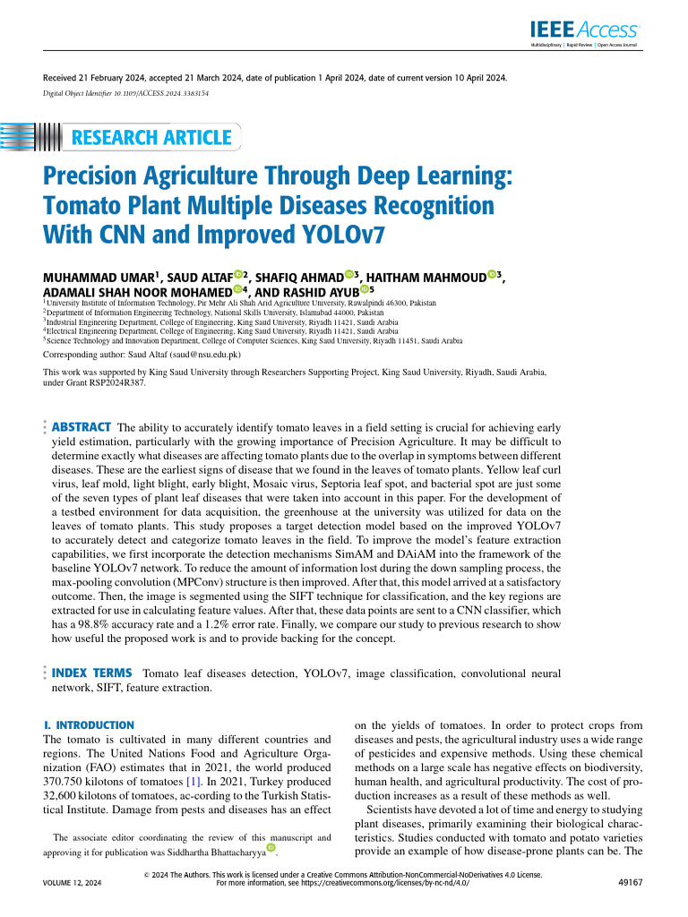 Deep Learning for Tomato Disease Detection | PDF | Image Segmentation ...
