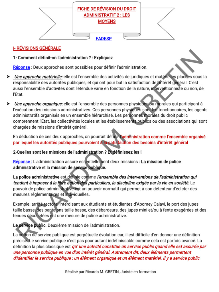 Définition et missions de l'administration | PDF | Justice | Crime et ...