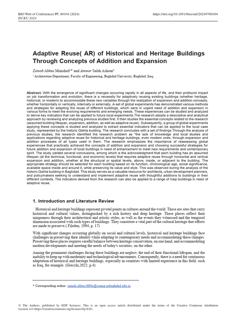 Adaptive Reuse of Heritage Buildings | PDF | Building | Life Expectancy