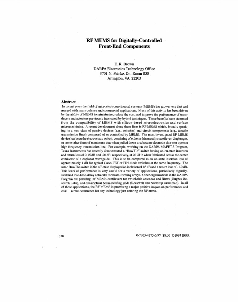 RF MEMS for Microwave Components | PDF