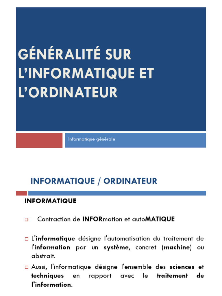 Introduction à l'informatique et ordinateurs | PDF | Disque dur ...