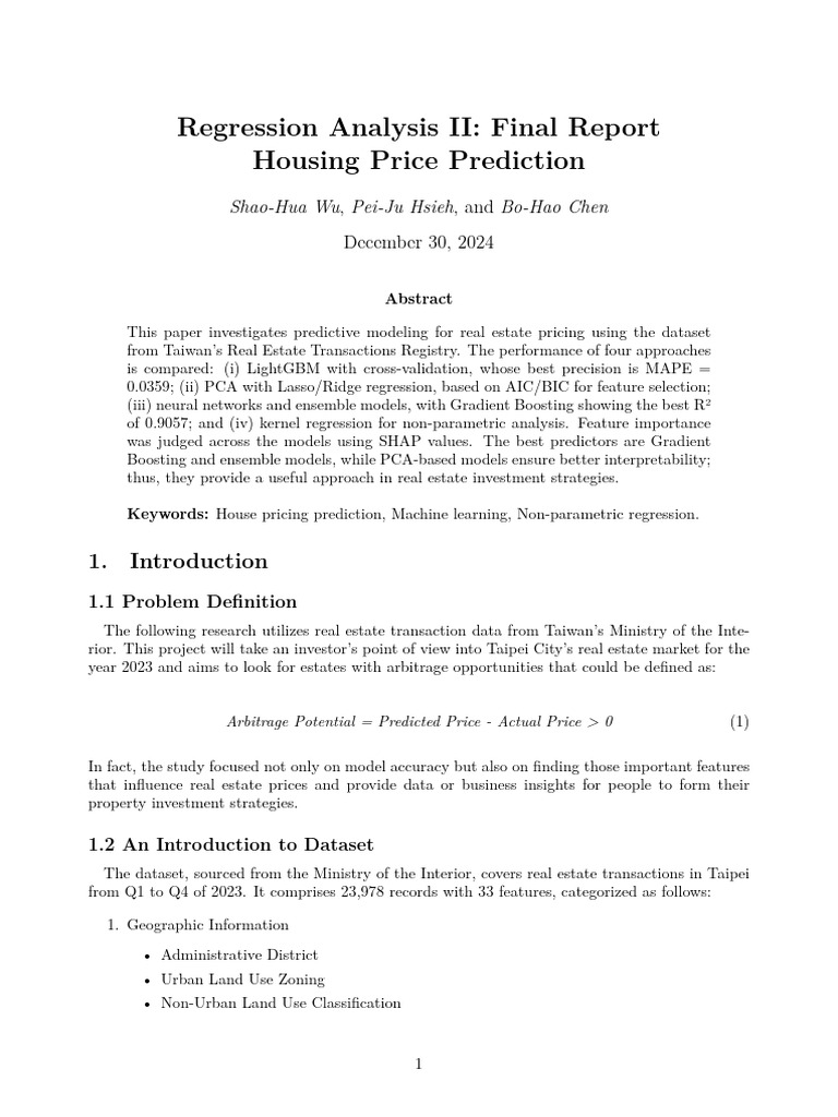 Real Estate Price Prediction Models | PDF | Principal Component ...