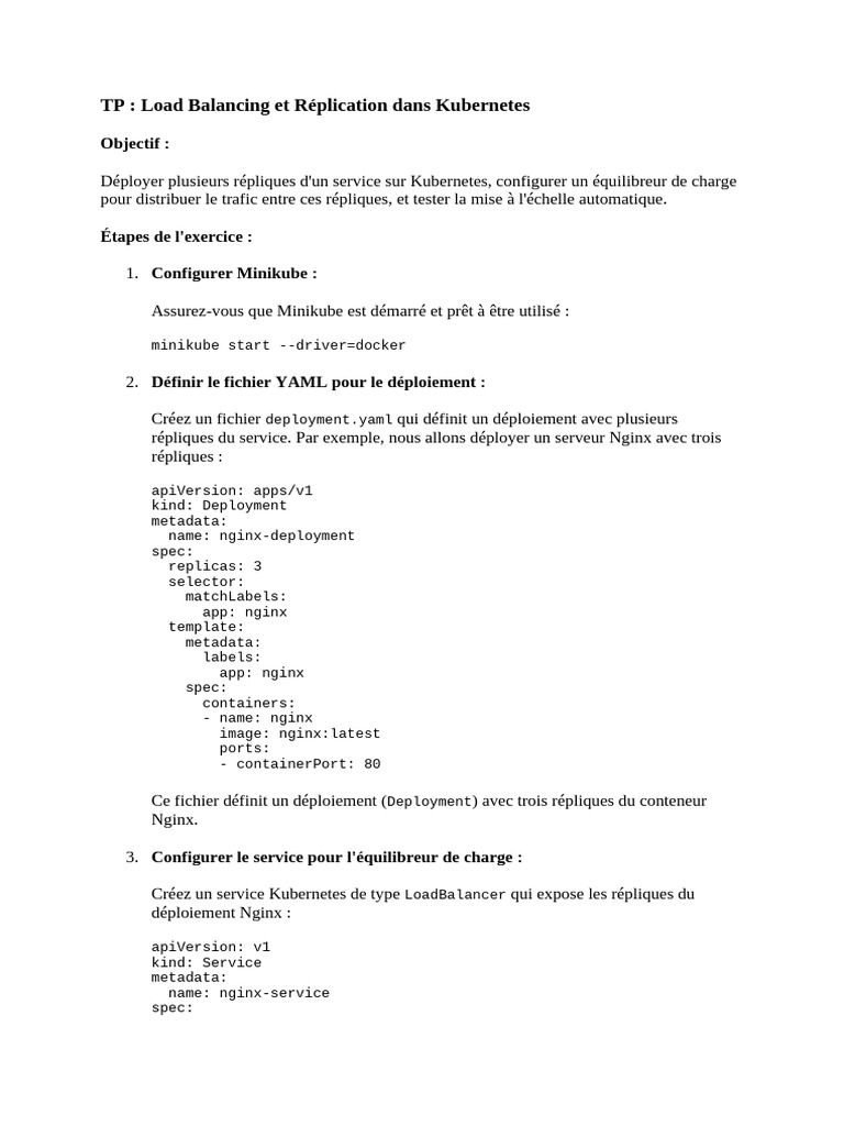 Kubernetes : Load Balancing et Réplication | PDF | Gestion informatique ...