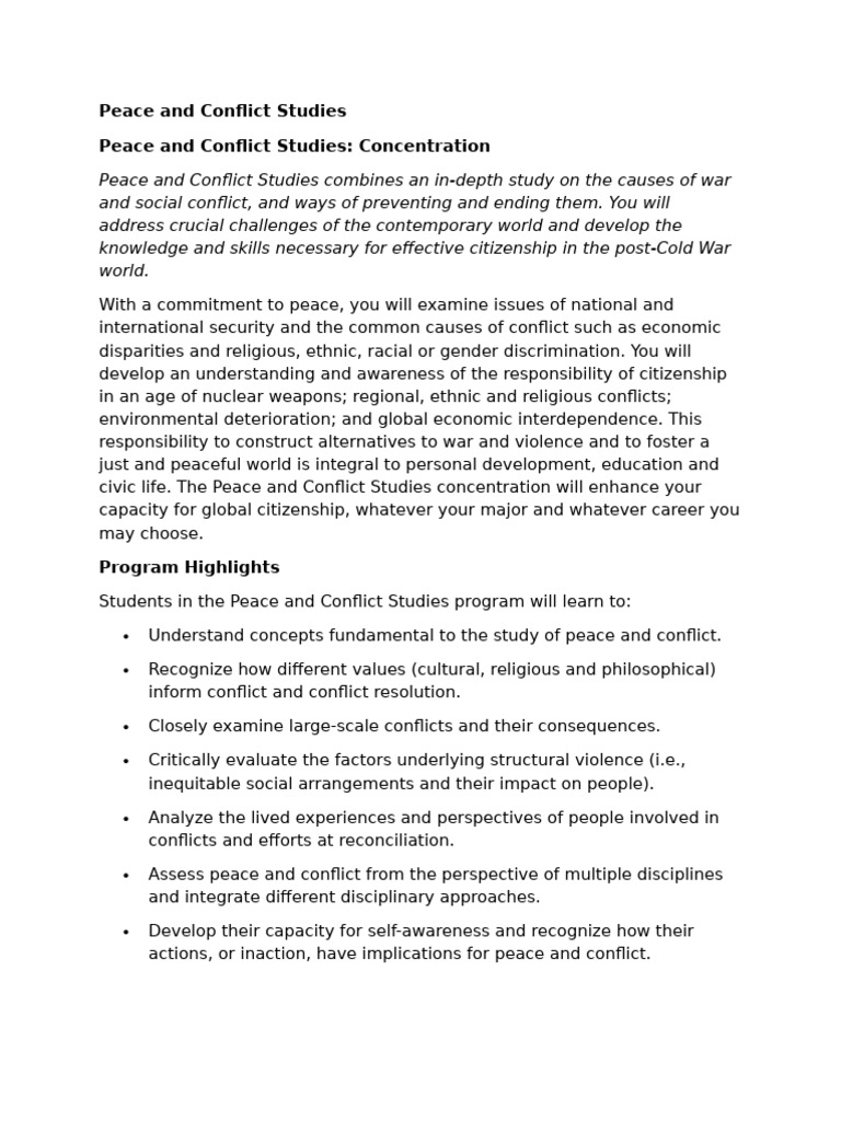 Peace And Conflict Studies Pdf Peace Violence