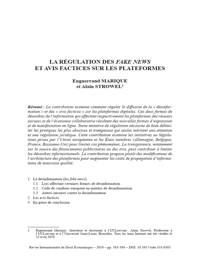 Régulation des fake news et avis factices | PDF | Facebook | Média ...
