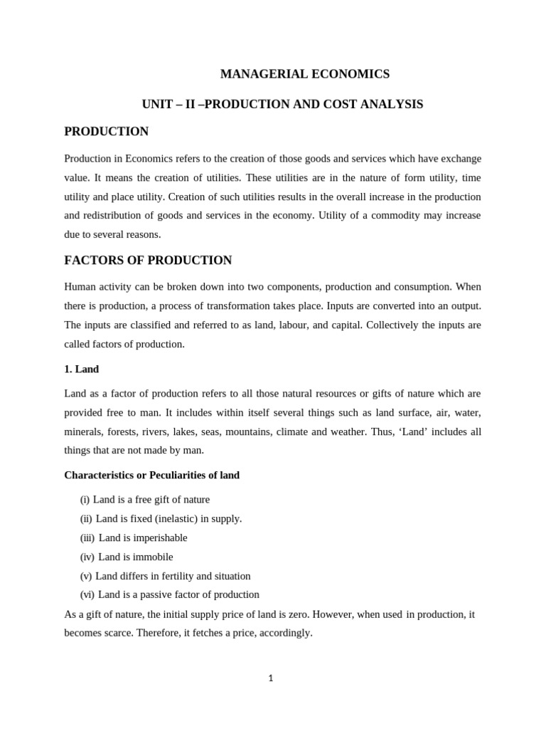 Unit - II | PDF | Production Function | Labour Economics