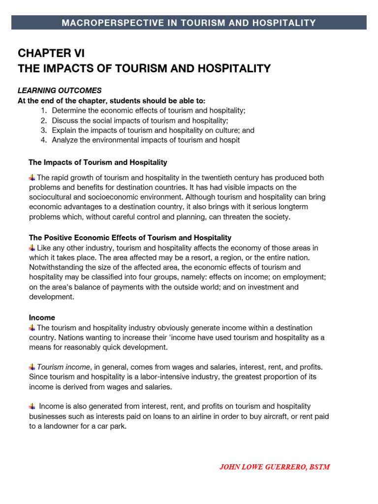 Economic and Social Impacts of Tourism | PDF | Tourism | Taxes