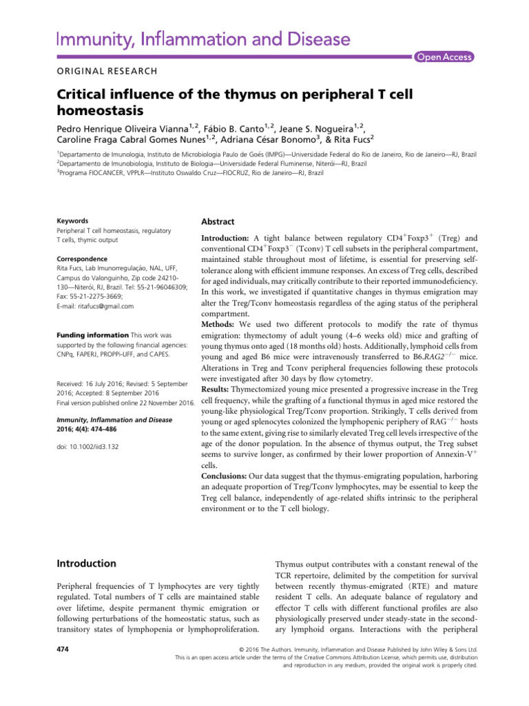 Critical Influence of The Thymus On Peri | PDF | T Cell | Thymus