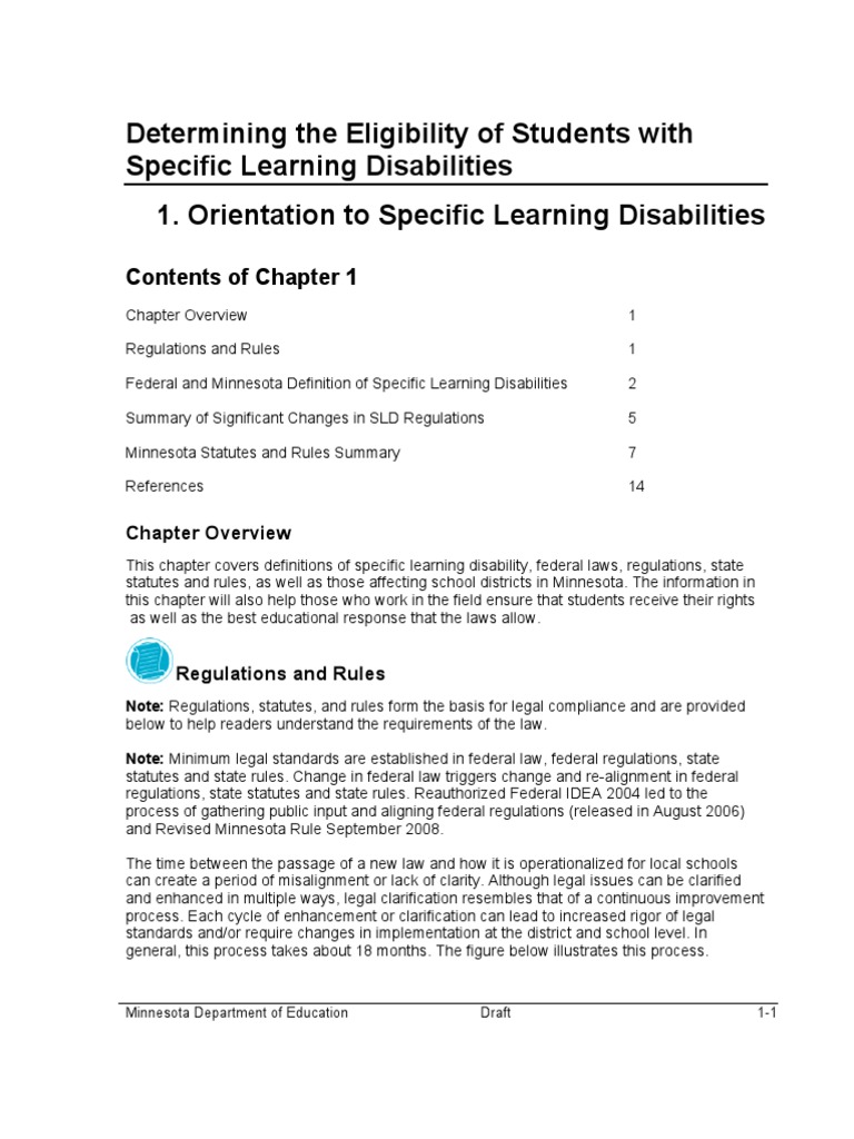 Eligibility Criteria for Learning Disabilities | PDF | Learning ...