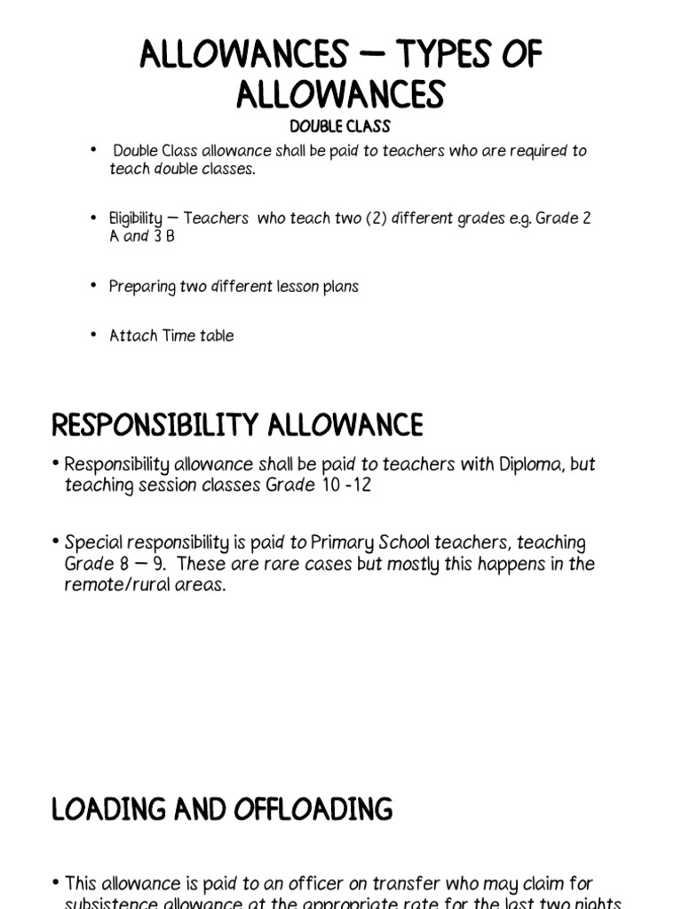 Types of Teacher Allowances Explained | PDF | Expense