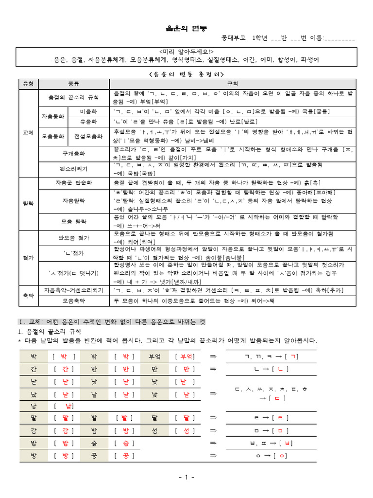 음운의변동 정답 | PDF