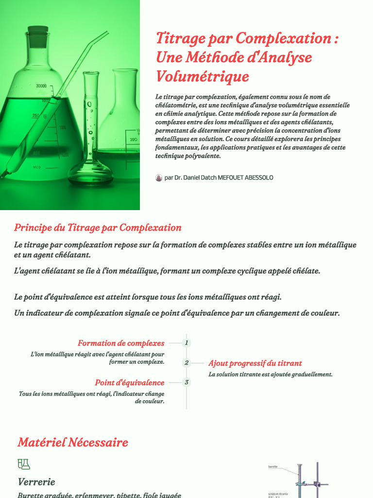Titrage par Complexation en Chimie Analytique | PDF | Titrage | Chimie