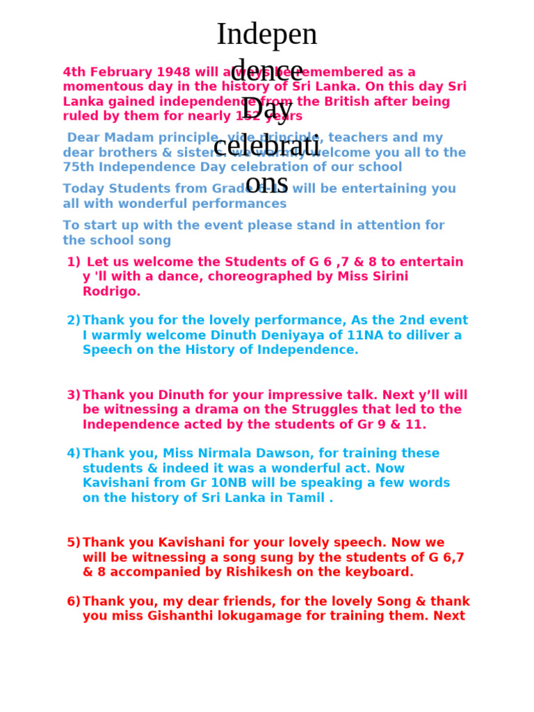 Independence Day Celebrations Pdf