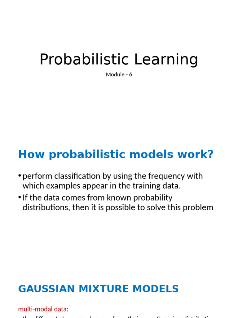 ML RUSA Module 6 Probablistic EM KNN SVM | PDF | Normal Distribution ...