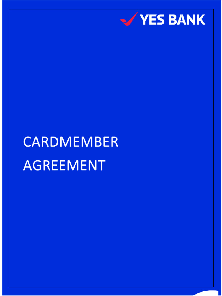 YES BANK Credit Card Member Agreement | PDF | Credit Card | Banks