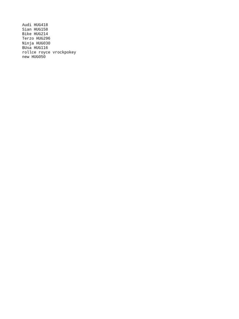 Vehicle Model Codes and Names | PDF