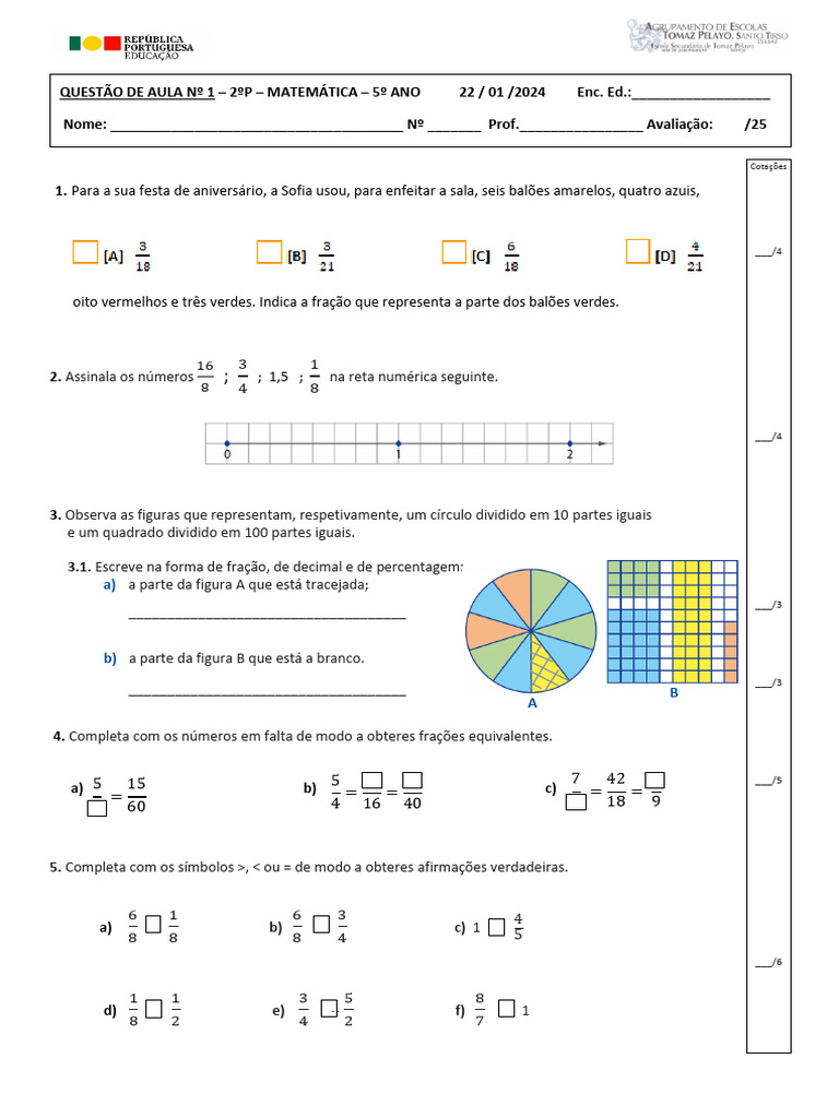 QA - Mat5 - 2P - Jan 2024 | PDF | Lexicologia | Divisão (Matemática)