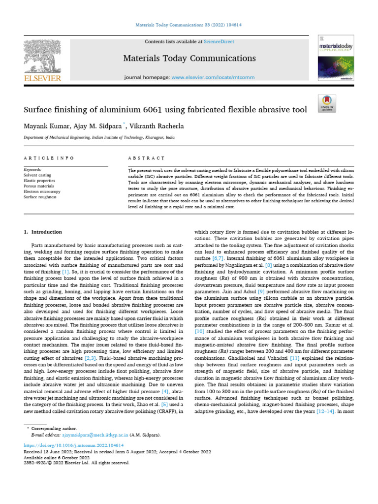 Flexible Abrasive Tool for Aluminium Finishing | PDF | Abrasive | Hardness
