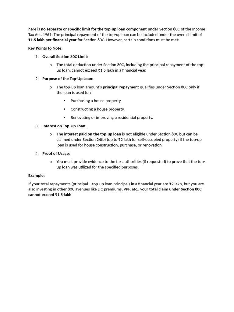 80c Tax Loan Details | PDF
