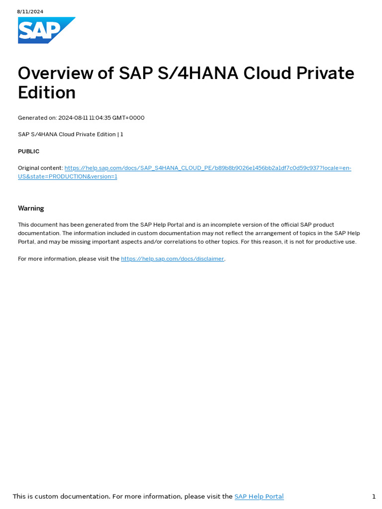 Overview of SAP S 4HANA Cloud Private | PDF | Cloud Computing ...