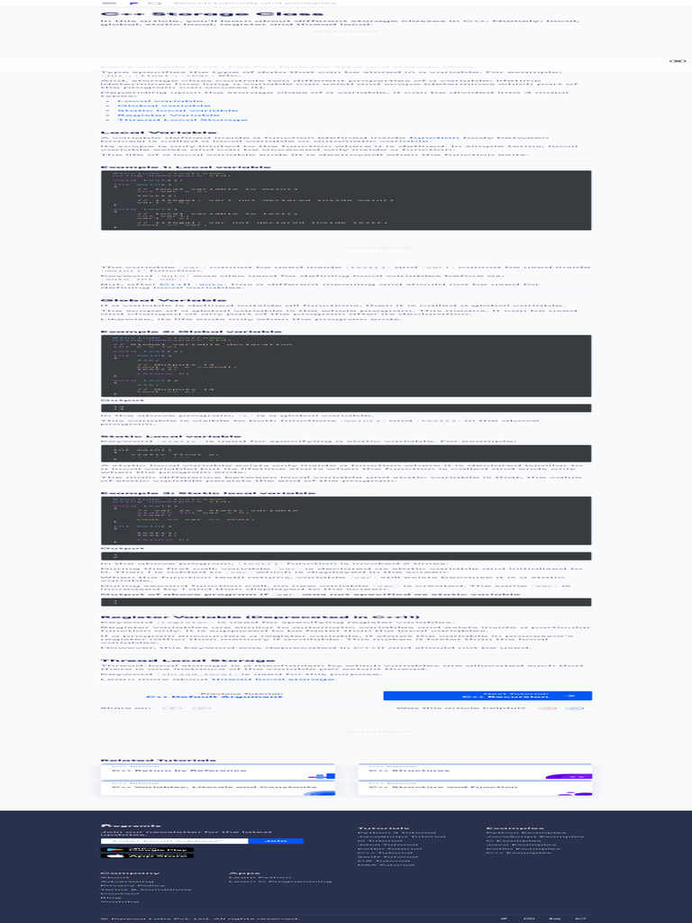 12C++ Storage Class - Local, Global, Static, Register and Thread Local ...