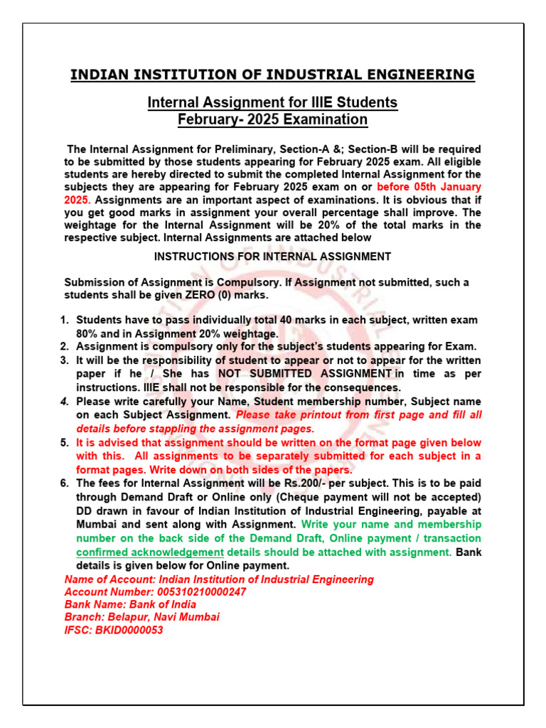 IIIE Internal Assignment Guidelines 2025 | PDF | Automation ...