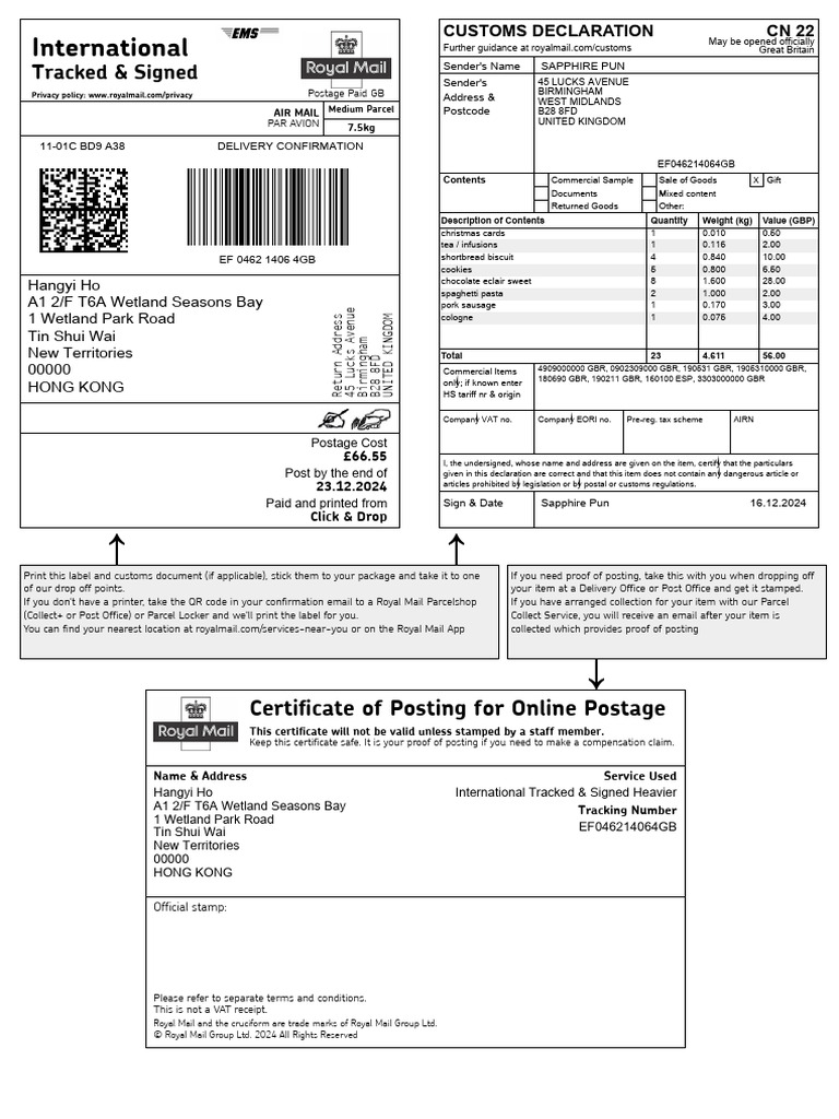 International Parcel Shipping Details | PDF | Mail | Freight Transport